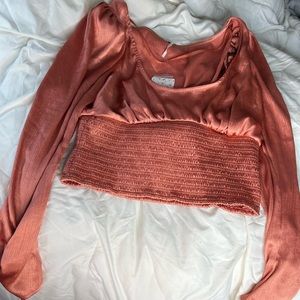 Pink cinnamon satin free people top